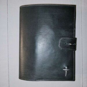 Leather Bible case cover for larger study bible with metal cross